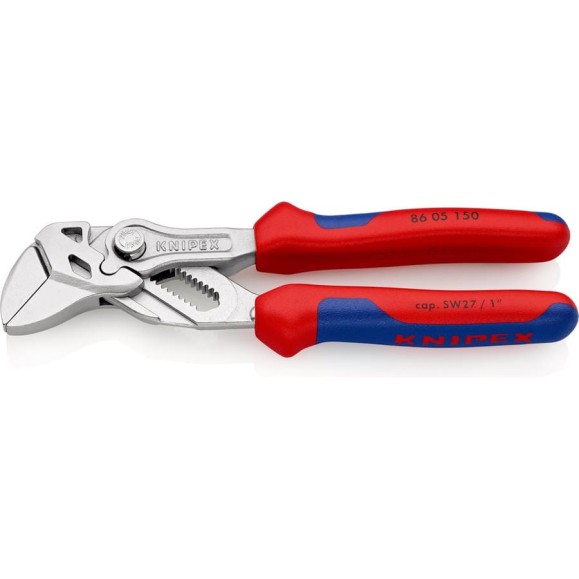 Переставные клещи-ключ Knipex 150 мм, 27 мм (1"), хром, 2К ручки, KN-8605150SB Переставные клещи-ключ Knipex 150 мм, 27 мм (1"), хром, 2К ручки, KN-8605150SB