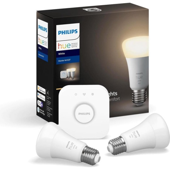 Набор из 2 белых ламп и блока управления освещением Philips Hue 929001821618 HUE Беспроводной пульт Набор из 2 белых ламп и блока управления освещением Philips Hue 929001821618 HUE Беспроводной пульт