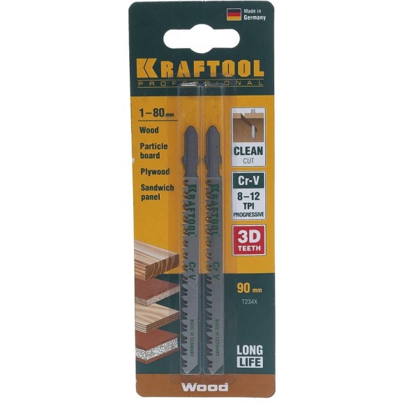 Полотно Kraftool для электролобзика по дереву 90x3 мм чистый рез 2 шт. EU T234X 159506-U Полотно Kraftool для электролобзика по дереву 90x3 мм чистый рез 2 шт. EU T234X 159506-U