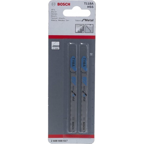 Пилки для лобзика T118A (92 мм; 2 шт.) Bosch 2608668617 Пилки для лобзика T118A (92 мм; 2 шт.) Bosch 2608668617