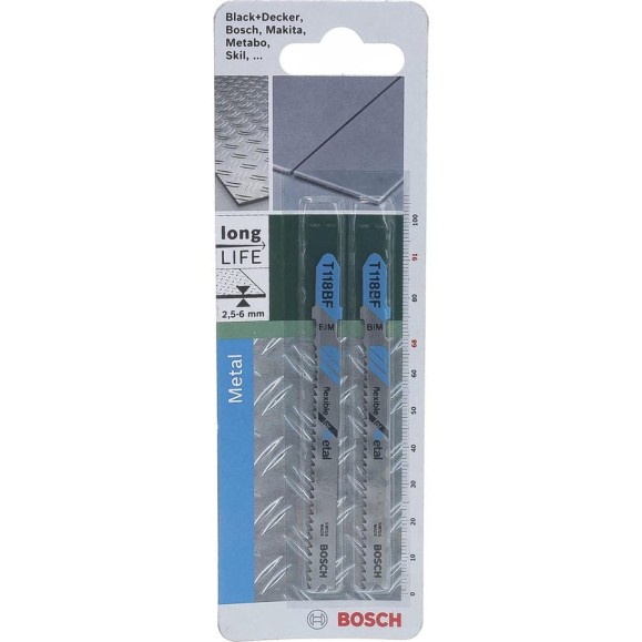 Полотно для лобзика по металлу T118BF (91 мм; 11-13 TPI; 2 шт.) Bosch 2609256734