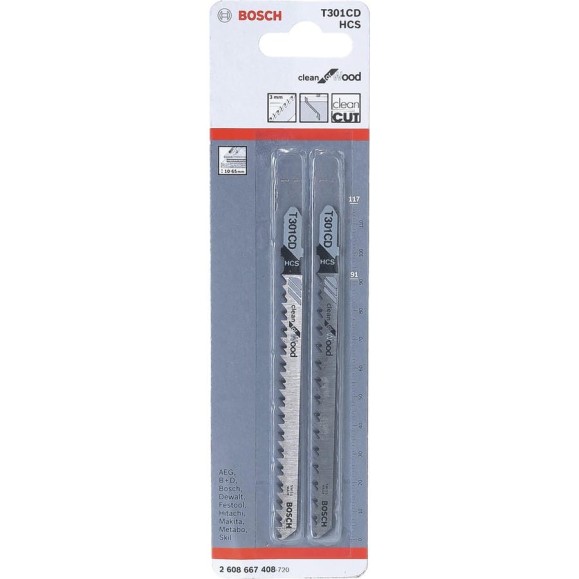 Пилки для лобзика T301CD (91 мм; 2 шт.) Bosch 2608667408 Пилки для лобзика T301CD (91 мм; 2 шт.) Bosch 2608667408