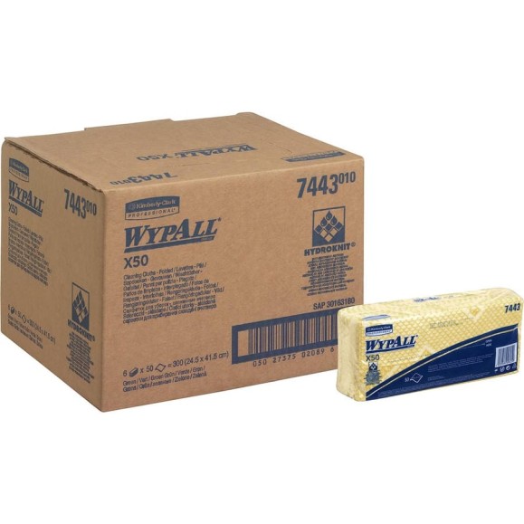 Протирочный материал Kimberly-Clark WypAll X50 сложенные, желтый 7443 Протирочный материал Kimberly-Clark WypAll X50 сложенные, желтый 7443