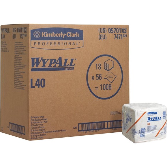 Протирочный материал Kimberly-Clark WypAll L40, сложение в 1/4, белый 7471 Протирочный материал Kimberly-Clark WypAll L40, сложение в 1/4, белый 7471