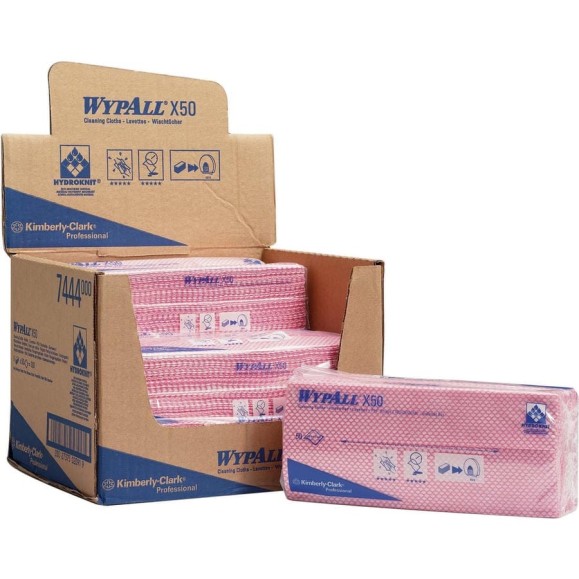 Протирочный материал Kimberly-Clark WypAll X50 сложенные, красный 7444 Протирочный материал Kimberly-Clark WypAll X50 сложенные, красный 7444