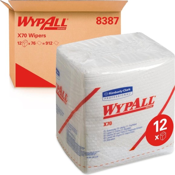 Протирочный материал Kimberly-Clark WypAll X70, сложенные в 1/4, белый 8387