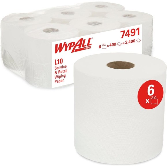 Протирочный материал для общественных зон Kimberly-Clark WypAll L10 центральная подача для системы 7491 Протирочный материал для общественных зон Kimberly-Clark WypAll L10 центральная подача для системы 7491