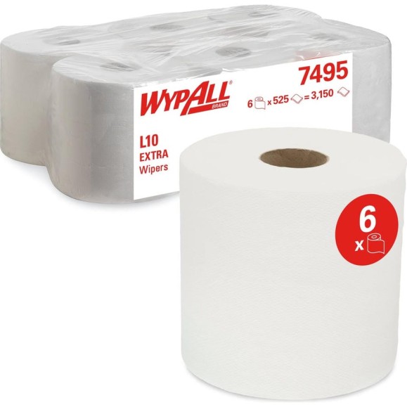 Протирочные салфетки Kimberly-Clark WypAll L10 EXTRA рулон с контролируемой подачей, белый 7495 Протирочные салфетки Kimberly-Clark WypAll L10 EXTRA рулон с контролируемой подачей, белый 7495