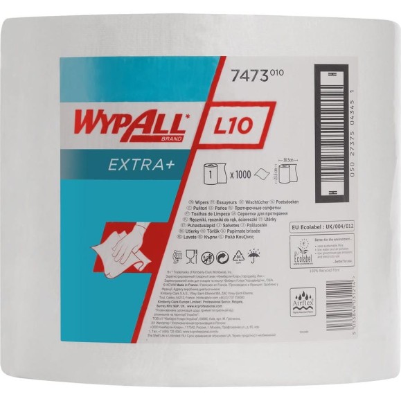Протирочные салфетки Kimberly-Clark WypAll L10 EXTRA+ большой рулон, белый 7473 Протирочные салфетки Kimberly-Clark WypAll L10 EXTRA+ большой рулон, белый 7473