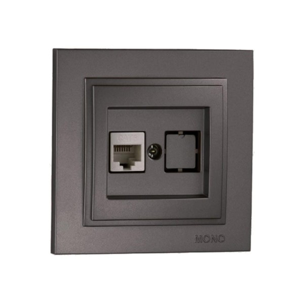 Компьютерная розетка MONO ELECTRIC Despina, Rj45, Cat6, графит 102-202005-125