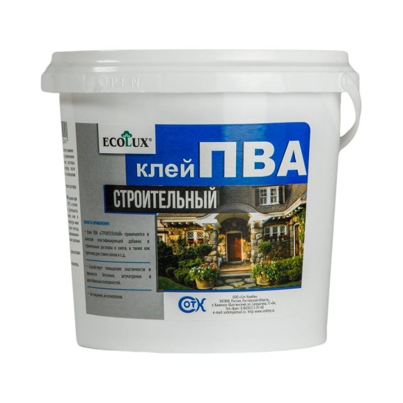 Строительный клей ПВА ECOLUX 5 кг 4607133681289 Строительный клей ПВА ECOLUX 5 кг 4607133681289