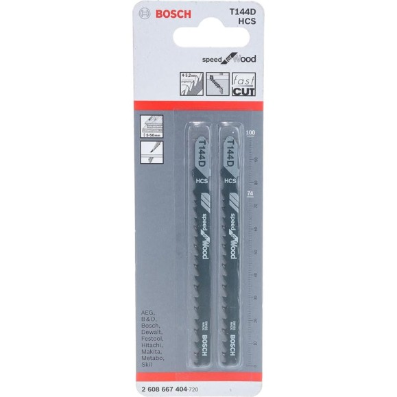 Пилки для лобзика T144D (74 мм; 2 шт.) Bosch 2608667404 Пилки для лобзика T144D (74 мм; 2 шт.) Bosch 2608667404