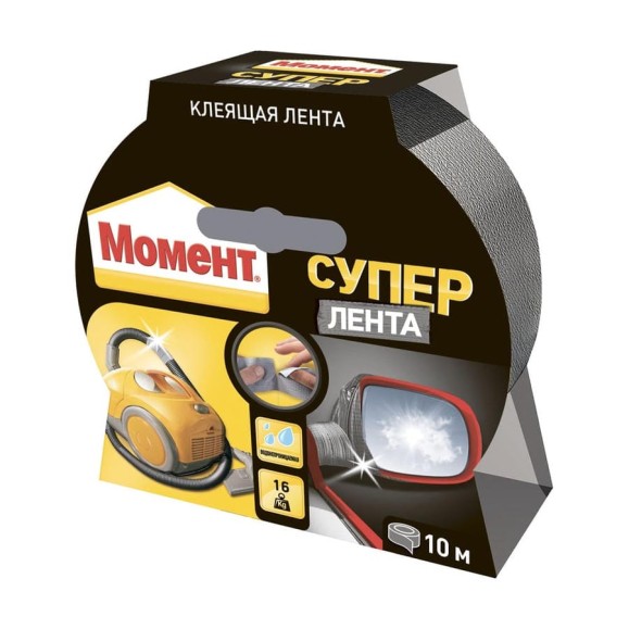 Клеящая лента Момент Супер Лента 10 м на единичном блистере серебряная 1760304