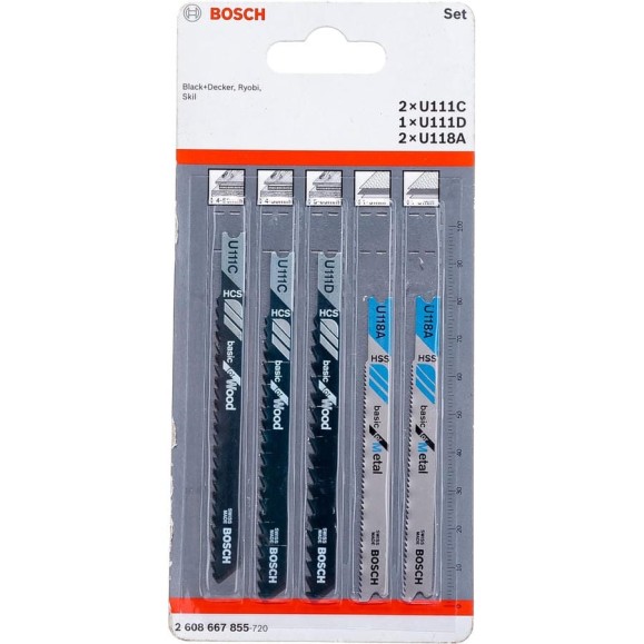 Пилки для лобзика по дереву и металлу (U-хвостовик; 5 шт.) Bosch 2608667855 Пилки для лобзика по дереву и металлу (U-хвостовик; 5 шт.) Bosch 2608667855