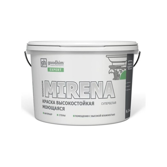 Краска высокостойкая моющаяся Goodhim ЭКСПЕРТ МИРЕНА База А, 9 л / 14 кг 709271 Краска высокостойкая моющаяся Goodhim ЭКСПЕРТ МИРЕНА База А, 9 л / 14 кг 709271