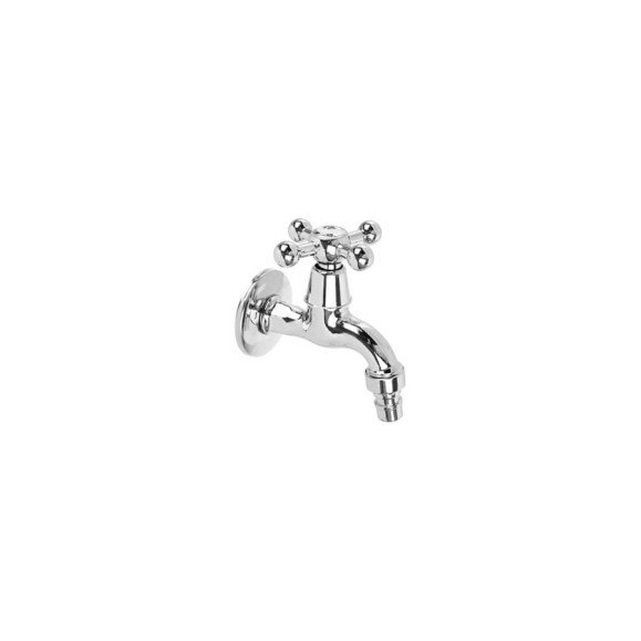 Водоразборный кран FRESSO короткий излив, вентильный, со штуцером, 1/2", цинк 554-037 Водоразборный кран FRESSO короткий излив, вентильный, со штуцером, 1/2", цинк 554-037