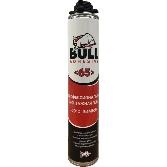 Зимняя профессиональная монтажная пена Bull (65 л, -20 С, 1000 мл, 885 гр) PF65W Зимняя профессиональная монтажная пена Bull (65 л, -20 С, 1000 мл, 885 гр) PF65W