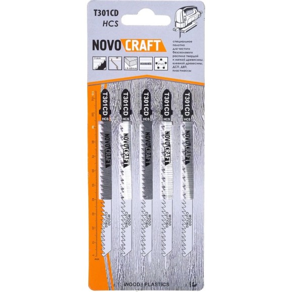 Пилка длинная по дереву T 301 CD (5 шт; 90х115 мм; 8TPI; HCS) для лобзика Novocraft T301CDHCS Пилка длинная по дереву T 301 CD (5 шт; 90х115 мм; 8TPI; HCS) для лобзика Novocraft T301CDHCS