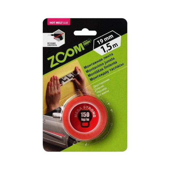 Двухсторонняя пеновая лента ZOOM 19 мм, 1.5 м 02-5-3-203 Двухсторонняя пеновая лента ZOOM 19 мм, 1.5 м 02-5-3-203