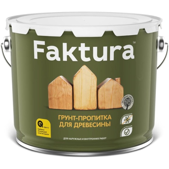 Грунт-пропитка для дерева FAKTURA с защитой от биопоражений, ведро 9 л, 208539 Грунт-пропитка для дерева FAKTURA с защитой от биопоражений, ведро 9 л, 208539