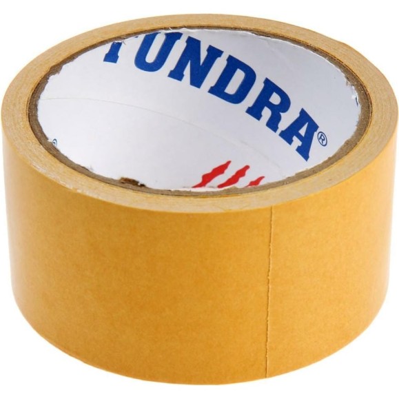 Двусторонняя лента TUNDRA 48 мм х 10 м, полипропиленовая, клейкая, белая основа 4648651