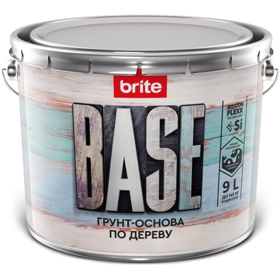 Грунт-основа по дереву BRITE FLEXX для наружных и внутренних работ, ведро 9 л 212416