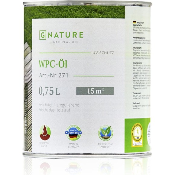 Масло для ДПК Gnature 271 WPC-OI 0,75 л 2710075 Масло для ДПК Gnature 271 WPC-OI 0,75 л 2710075