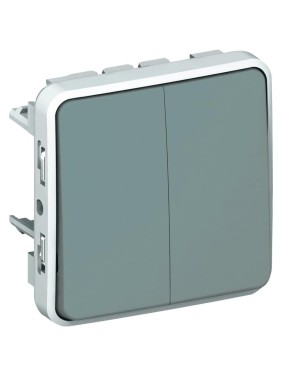 Двухклавишный переключатель Legrand на два направления Программа Plexo серый 10 AX 069525 Двухклавишный переключатель Legrand на два направления Программа Plexo серый 10 AX 069525