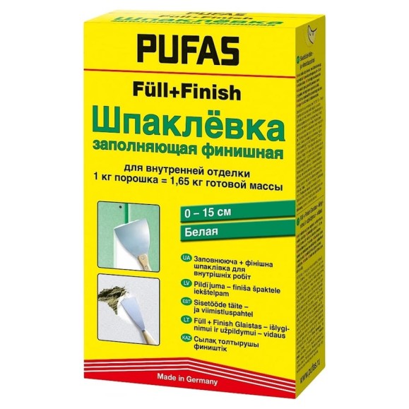 Заполняющая и финишная шпаклевка Pufas FüII + Finish М 1 кг 003002092 Заполняющая и финишная шпаклевка Pufas FüII + Finish М 1 кг 003002092