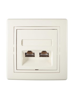 Коммуникационная розетка Aling-conel PRESTIGE двойная RJ45 Cat6 FTP, бежевая 615S.99 113222