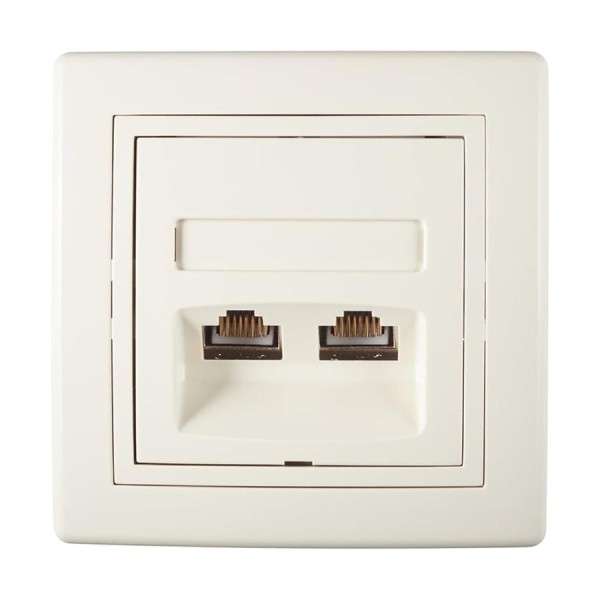 Коммуникационная розетка Aling-conel PRESTIGE двойная RJ45 Cat6 FTP, бежевая 615S.99 113222