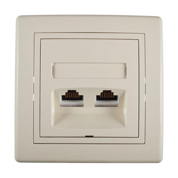 Коммуникационная двойная розетка Aling-conel PRESTIGE RJ45 Cat6 UTP, бежевая 615.99 113221