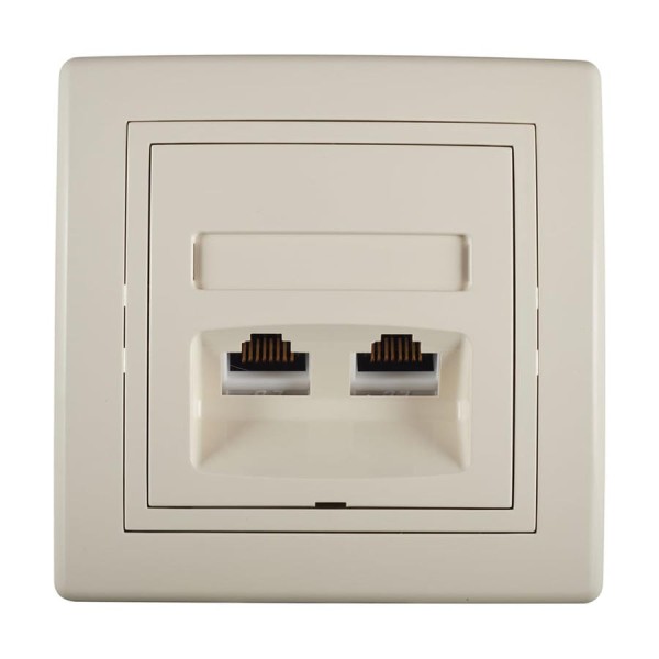 Коммуникационная двойная розетка Aling-conel PRESTIGE RJ45 Cat6 UTP, бежевая 615.99 113221