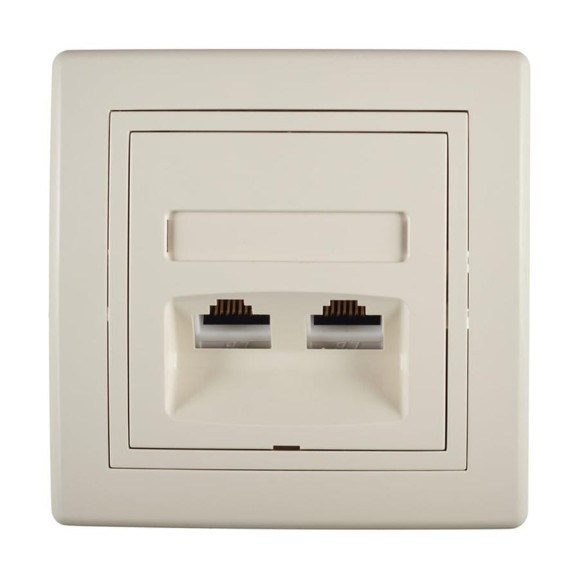 Коммуникационная двойная розетка Aling-conel PRESTIGE RJ45 Cat5e UTP, бежевая 614.99 113220