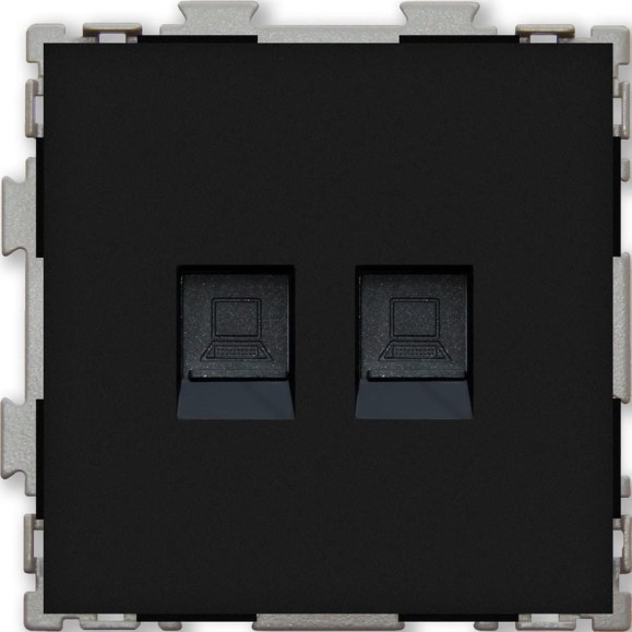 Компьютерная розетка CGSS RJ45 кат. 5e двойная, черная Практика PL-W201C2-BCM