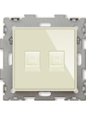 Компьютерная розетка CGSS RJ45 кат. 5e двойная, бежевая Эстетика GL-W201C2-BGG