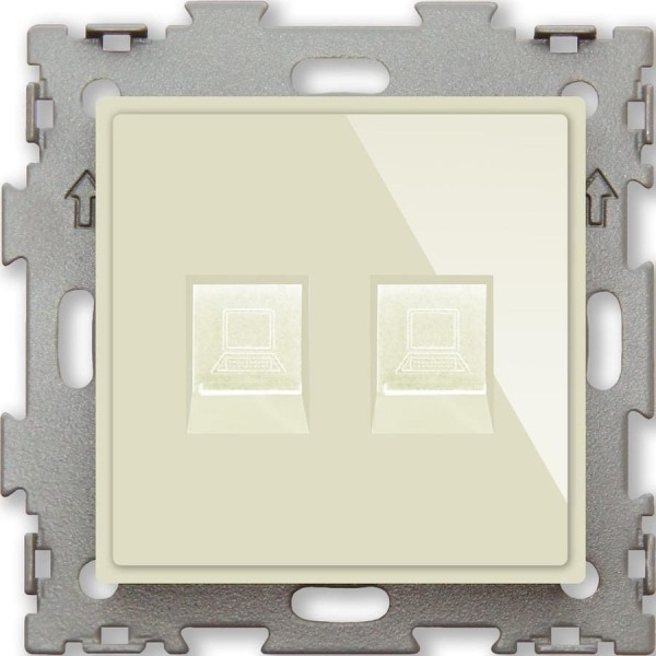 Компьютерная розетка CGSS RJ45 кат. 5e двойная, бежевая Эстетика GL-W201C2-BGG