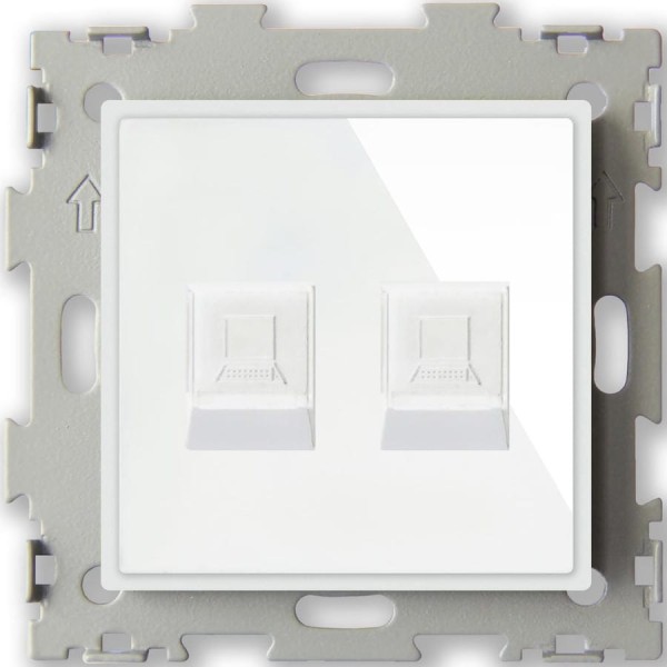 Компьютерная розетка CGSS RJ45 кат. 5e двойная, белая Эстетика GL-W201C2-WCG