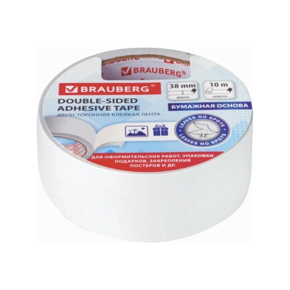 Клейкая двухсторонняя лента BRAUBERG 38 мм х 10 м, бумажная основа 229056 Клейкая двухсторонняя лента BRAUBERG 38 мм х 10 м, бумажная основа 229056