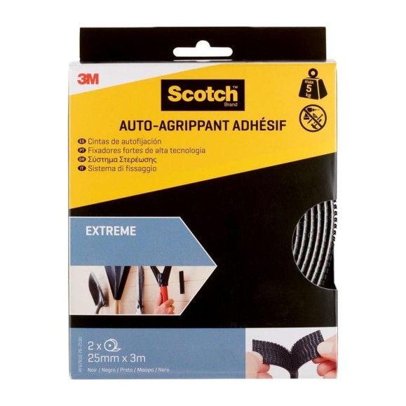 Самоклеящиеся застежки SCOTCH Экстрим, рулон, черный, 25 мм х 3 м, 2 шт. 7100152061