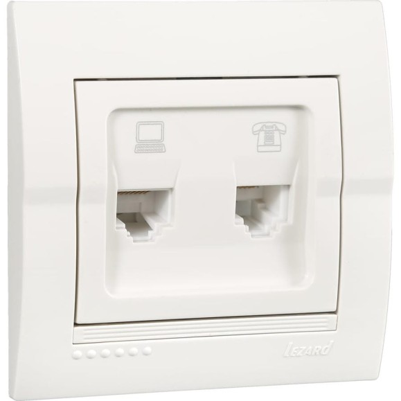 Розетка Lezard DERIY RJ45+RJ11 белый 702-0202-143