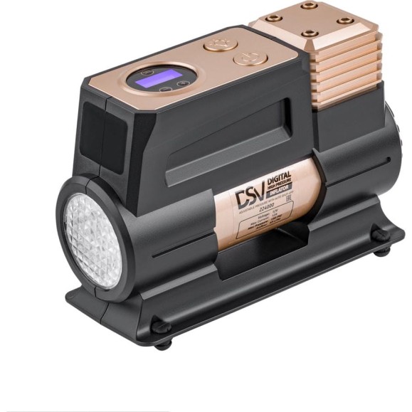Усиленный компрессор DSV Smart с LED фонарем, 45 л/мин, 12 В, с цифр. манометром, сумка 224000 Усиленный компрессор DSV Smart с LED фонарем, 45 л/мин, 12 В, с цифр. манометром, сумка 224000