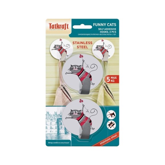 Самоклеящийся крючок Tatkraft FUNNY CATS 2 шт. 20092 Самоклеящийся крючок Tatkraft FUNNY CATS 2 шт. 20092