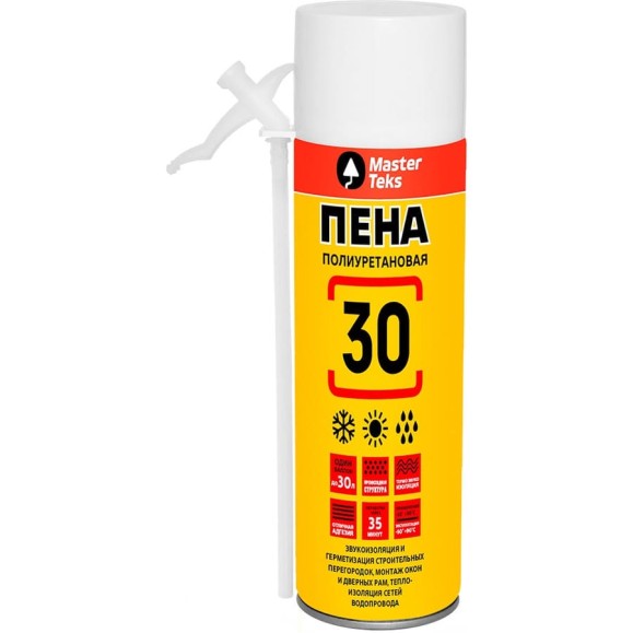 Монтажная пена MASTERTEKS 30 350 мл, всесезонная 223439 Монтажная пена MASTERTEKS 30 350 мл, всесезонная 223439