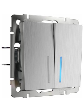 Двухклавишный проходной выключатель WERKEL W1122109 с подсветкой серебряный a051369 Двухклавишный проходной выключатель WERKEL W1122109 с подсветкой серебряный a051369
