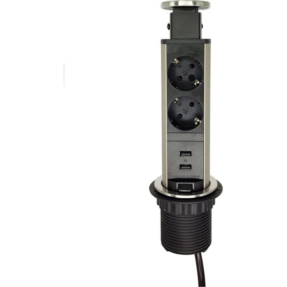 Вертикальная выдвижная розетка механическая ROCKETSOCKET 2EU + 2USB, кабель 2м, диаметр 60мм AM-105S-2EU2UC-12 Вертикальная выдвижная розетка механическая ROCKETSOCKET 2EU + 2USB, кабель 2м, диаметр 60мм AM-105S-2EU2UC-12