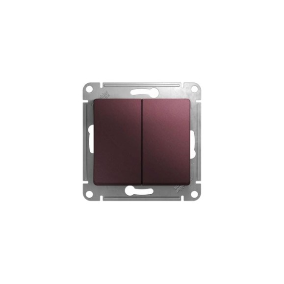 Переключатель Systeme Electric Glossa Баклажановый 2-клавишный, сх.6, 10AX SE GSL001165 Переключатель Systeme Electric Glossa Баклажановый 2-клавишный, сх.6, 10AX SE GSL001165