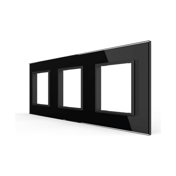 Рамка для розетки LIVOLO 3 поста, цвет черный, стекло BB-C7-SR/SR/SR-12 Рамка для розетки LIVOLO 3 поста, цвет черный, стекло BB-C7-SR/SR/SR-12