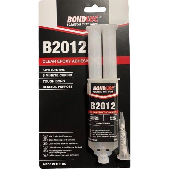 Быстрооотверждаемый прозрачный 2К эпоксидный клей Bondloc B2012 25 мл, шприц, блистер B2012C25ML