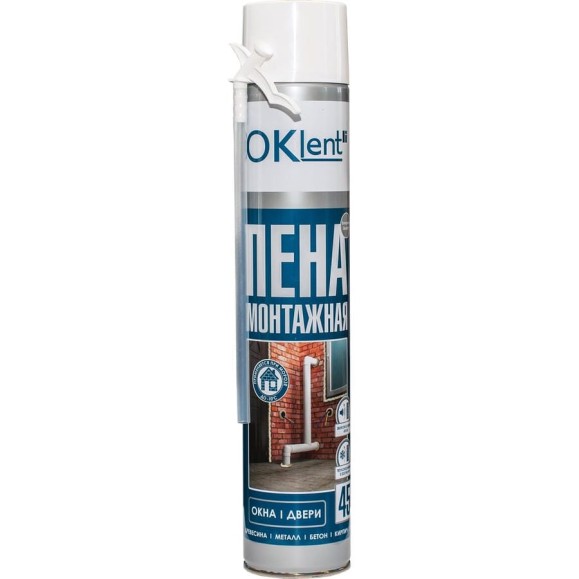 Монтажная пена OKlent 1000 мл, 680 гр, бытовая 00000340921 Монтажная пена OKlent 1000 мл, 680 гр, бытовая 00000340921